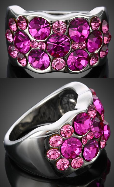 PINK GALAXY SWAROVSKI CRYSTAL DRESS RING